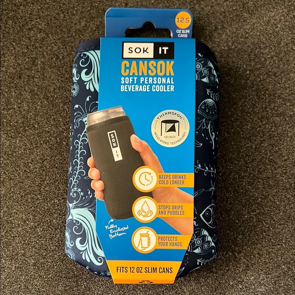 Sok It CanSok in Ocean Oasis for 12 oz Slim Cans NWT - Picture 2 of 7